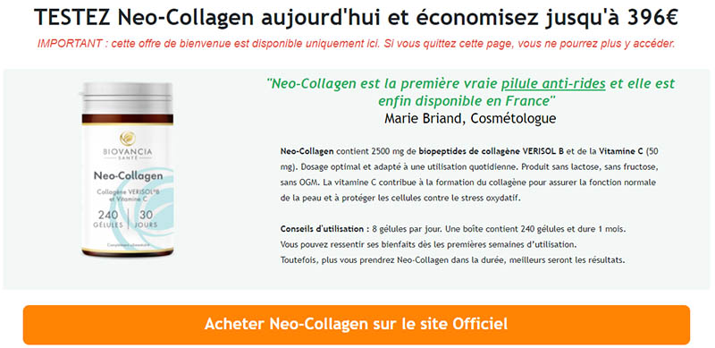 Neo-Collagen est la première vraie pilule anti-rides et elle est enfin disponible en France
